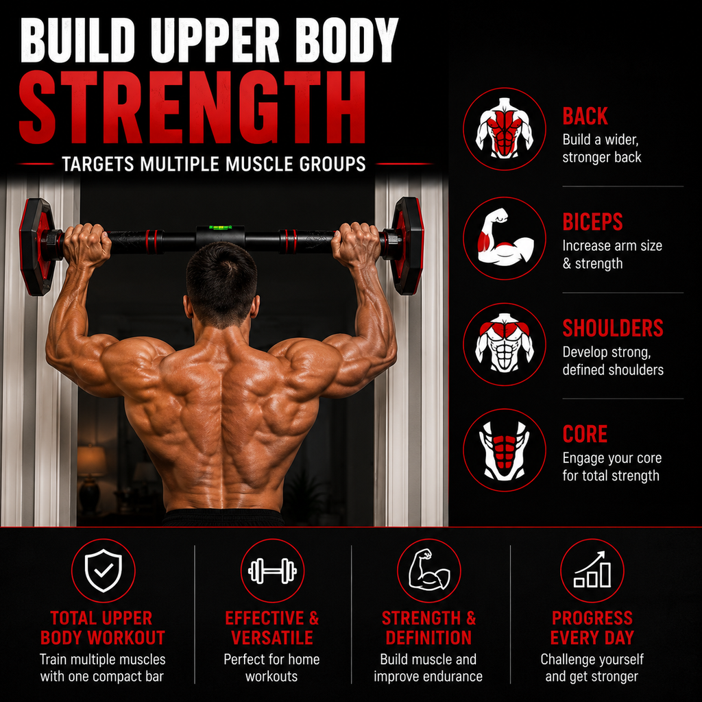 Multi-exercise doorway pull-up bar for pull-ups chin-ups push-ups and core training
