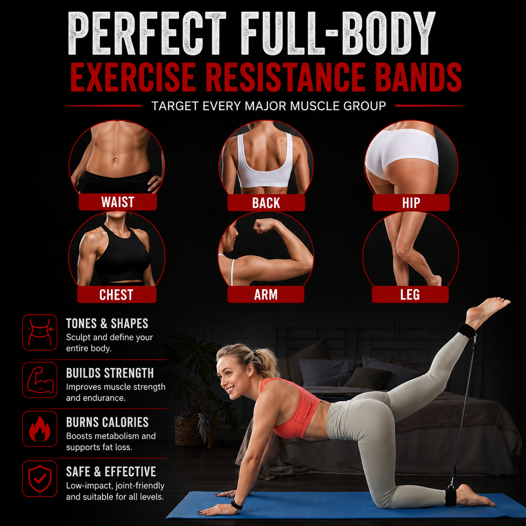 Pilates resistance bar exercises targeting legs, glutes, arms, chest, back and core muscles