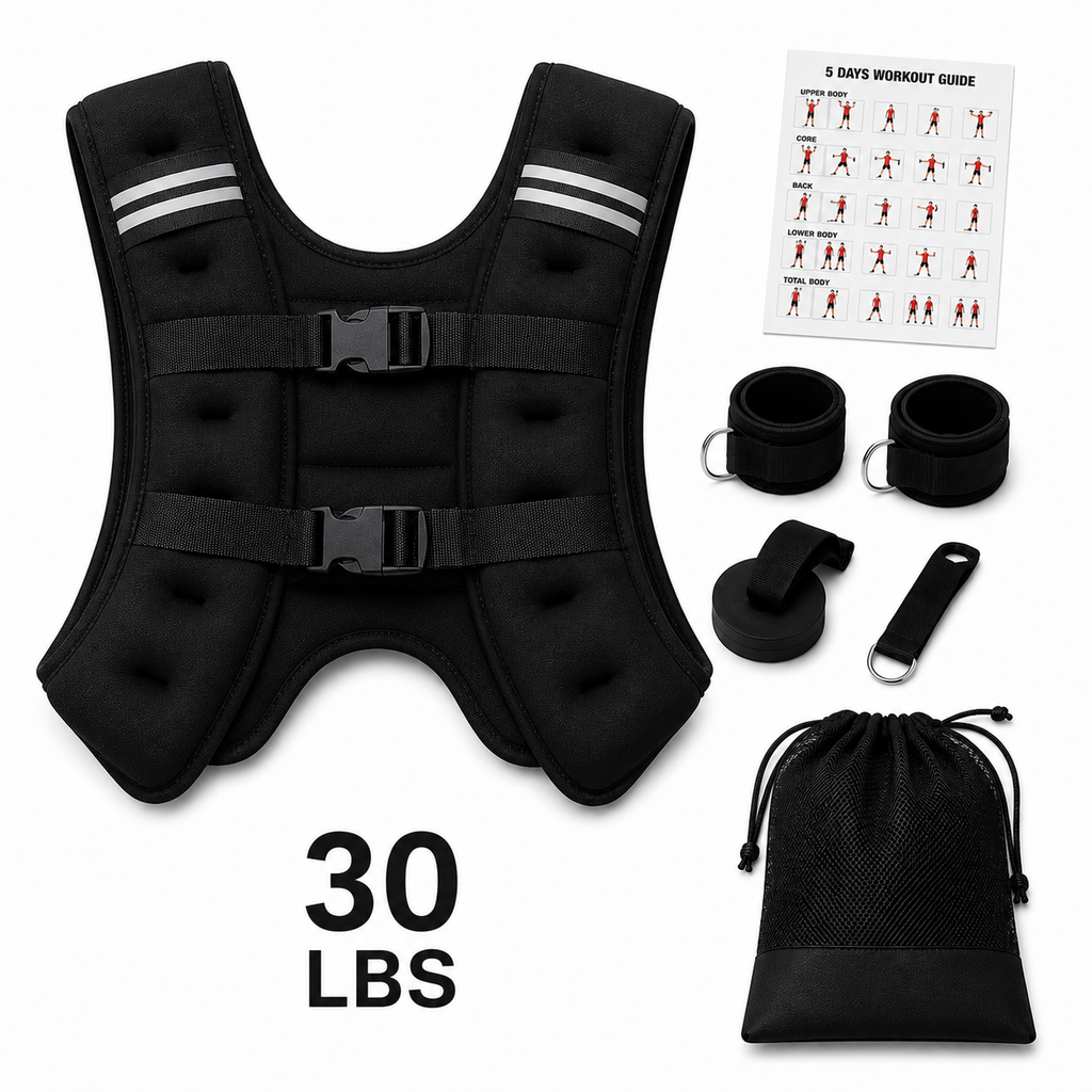 30lb weighted vest for strength training, running and home fitness workouts by VitalVault Fitness